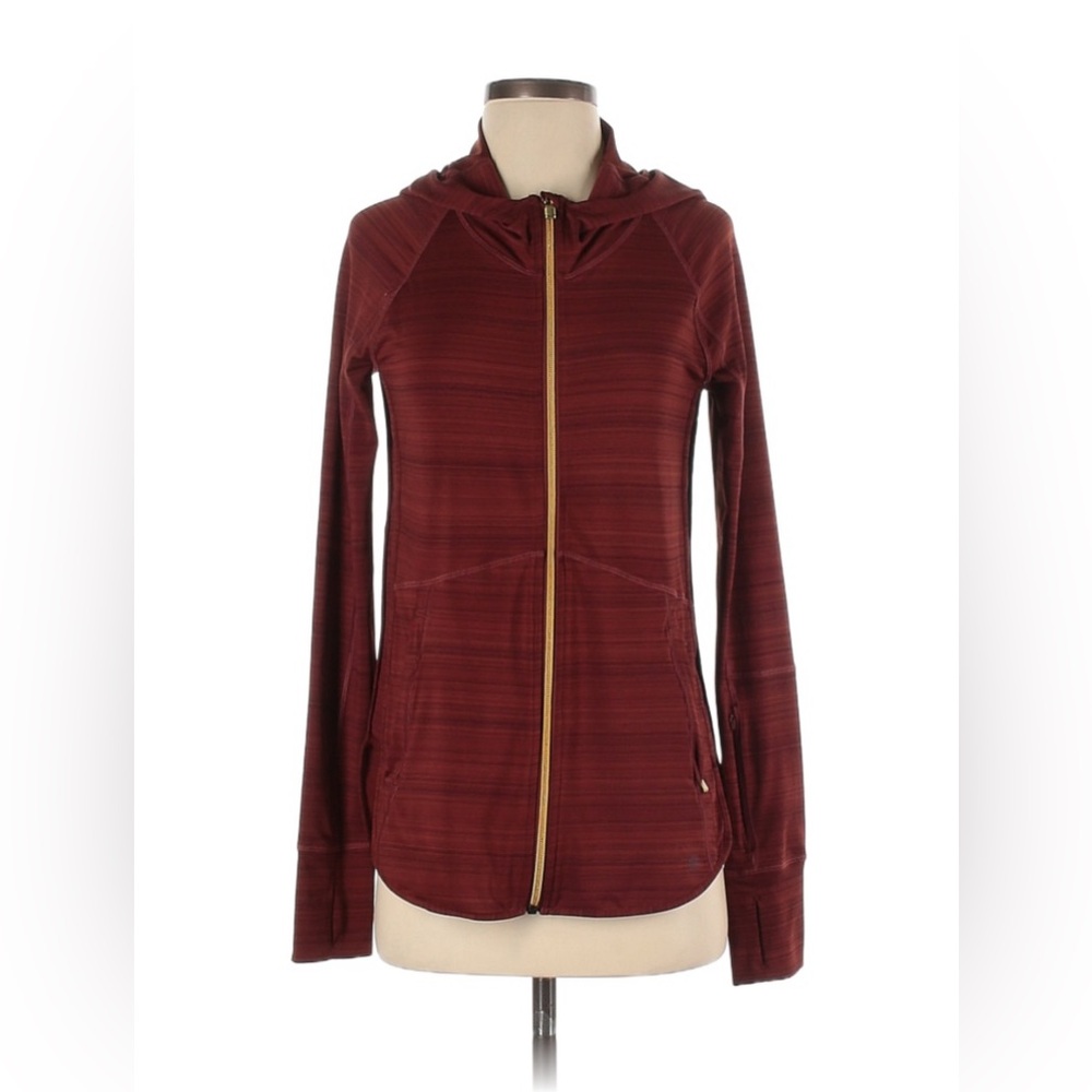 Athleta Burgundy Zip Up Running Hoodie with Gold Zippers Size XS